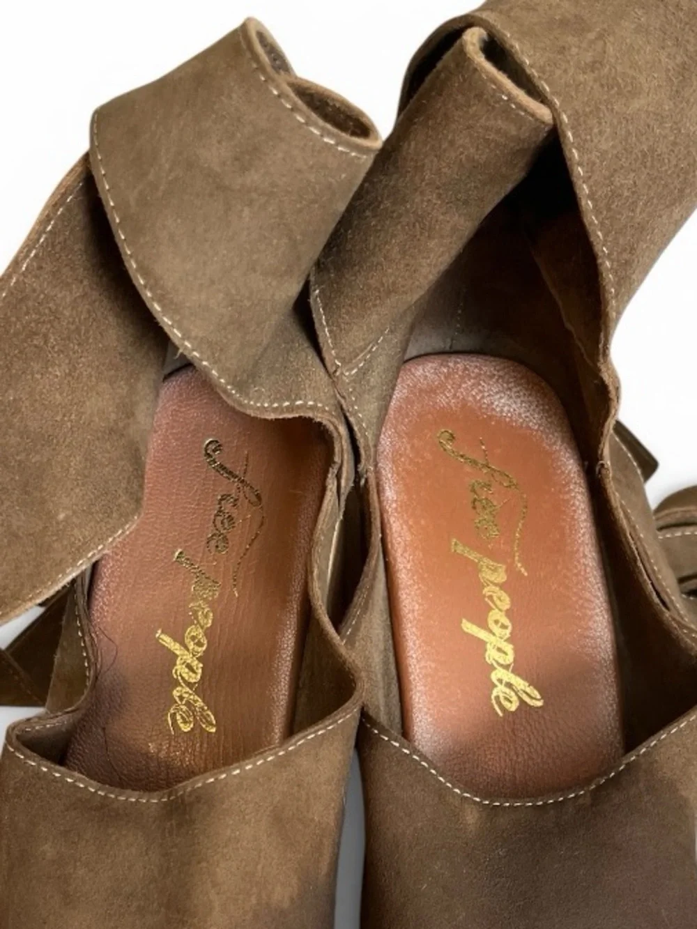 Free People Touch the Sky Platform Sandals Wooden Heel Boho Festival Size 40